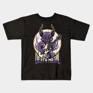 death metal Satanic Baphomet cat Kids T-Shirt